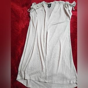 Gray Sleeveless Tunic with Relaxed Tie Front